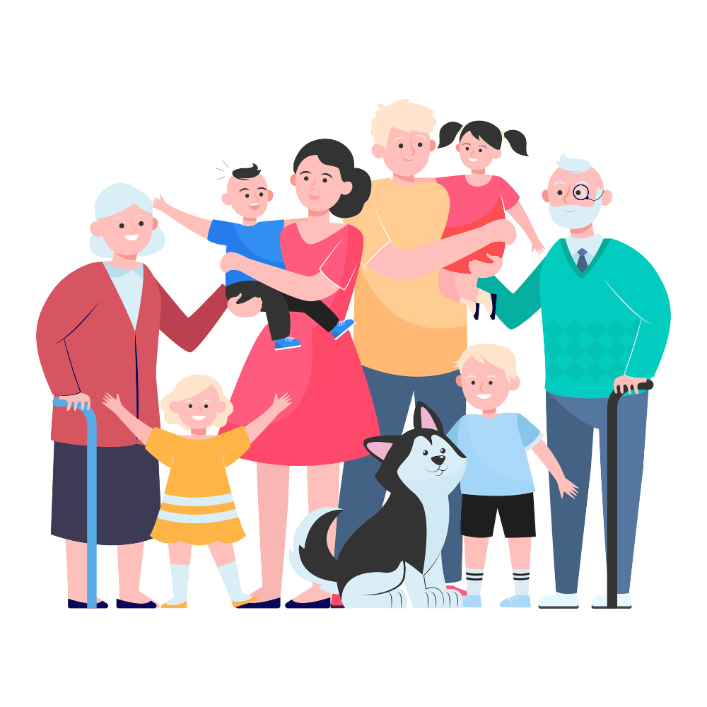 illustration d'une famille qui a les bons conseils