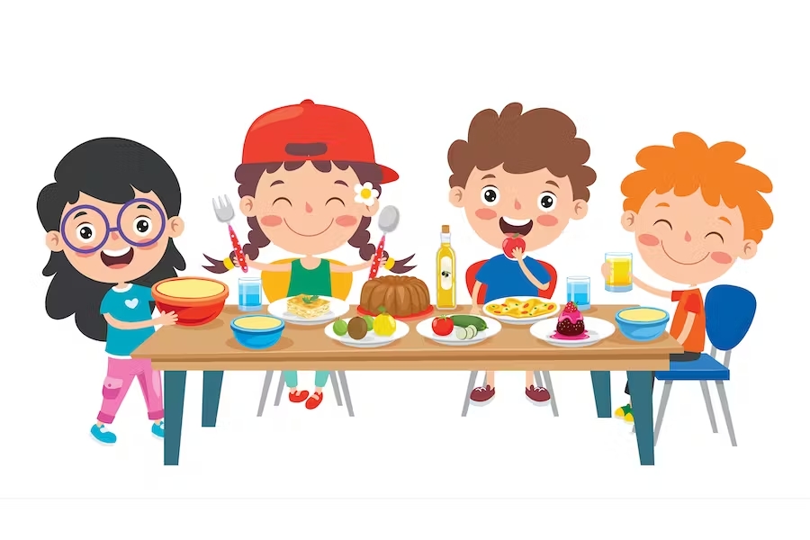des enfants à table