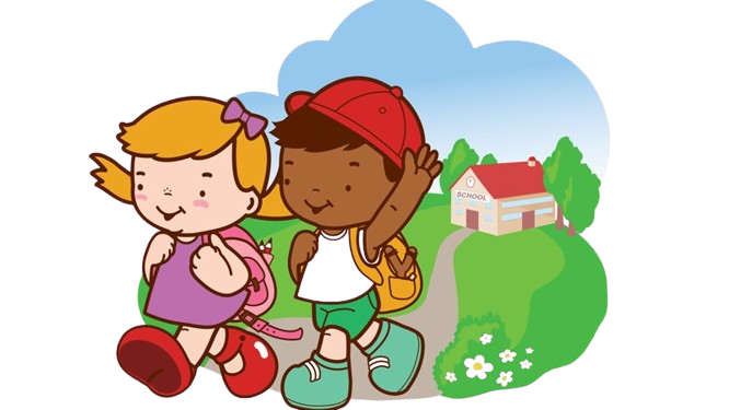 illustration de deux enfants allant à l'école
